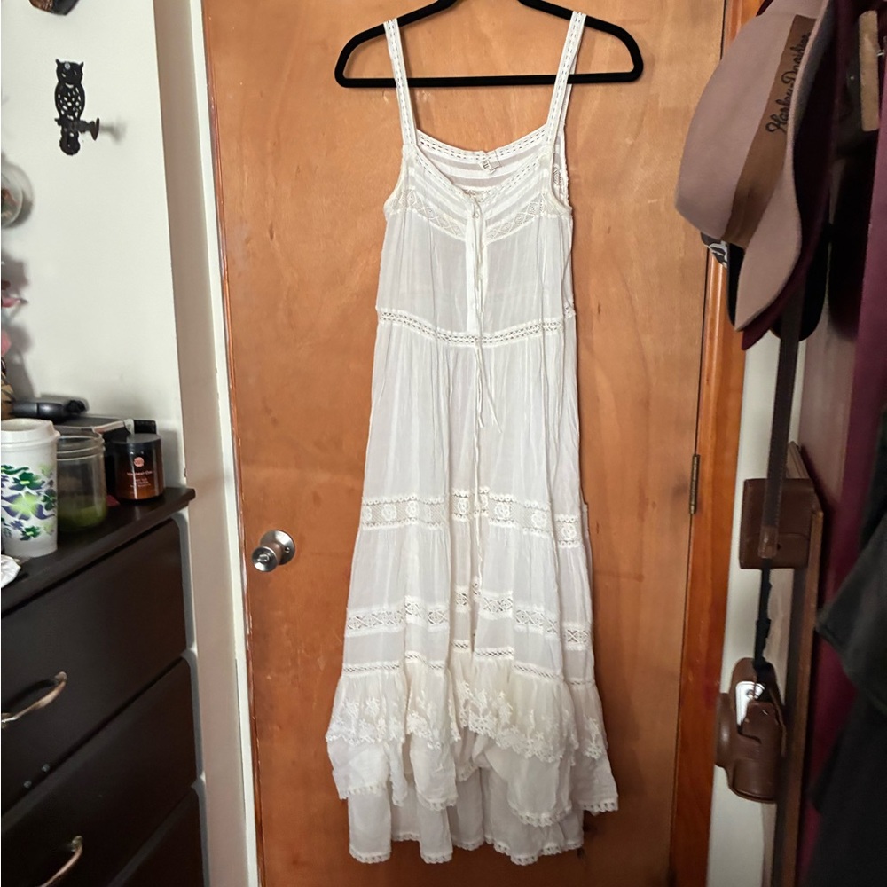 Spell White Lace Maxi Dress prairie dress